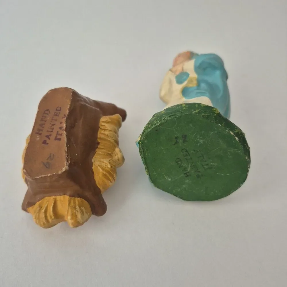 Vintage Italian Paper Mache Nativity Replacement Figures Mary & Baby Jesus
